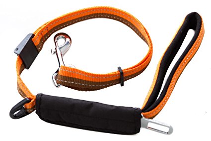 Dog Leash with Car Seat Belt, Nylon Strap with Padded Silk Handle,Really Great For Dog & Cat Training, Adjustable Multi Use Hand Leash - Free Waste Bag Dispenser - by WPS pet supplies