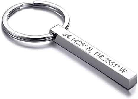 Stainless Steel Personalized Engraved Bar Keychain Gift for Your Lovers, Graduation Keychain
