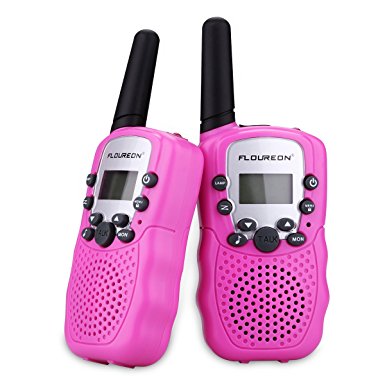 FLOUREON Walkie Talky for Kids Four Pack 22 Channel Two Way Radio 3000M (MAX 5000M Open Field) UHF Long Range Handheld (Pink)