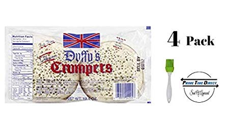 Duffy's Crumpets, 12.5 oz (Pack of 4) with Silicone Basting Brush in a Prime Time Direct Sealed Box