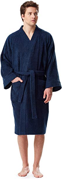 Arus Men's Short Kimono Bathrobe Turkish Cotton Terry Cloth Robe