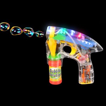 LIGHT-UP LED BUBBLE GUN BLASTER w BUBBLES AND BATTERIES