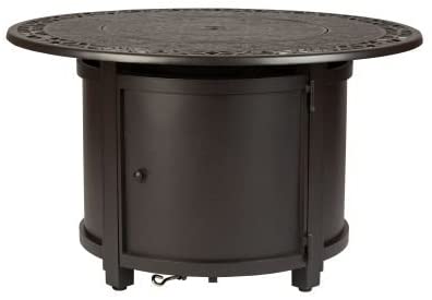 Fire Sense 62410 Longpoint Round Aluminum LPG Fire Pit Table, Antique Bronze