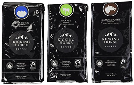 Kicking Horse Coffee Whole Bean Variety Pack (Pack of 3 Flavors)