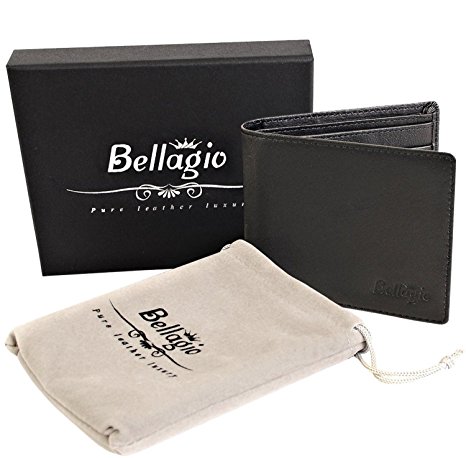 Premium Leather Wallet for Men in Gift Box - Bifold Wallet with RFID Protection - Perfect Gift for Men - Black or Brown