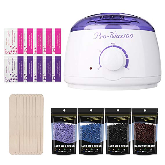 Wax Warmer BM Wax Heater Hair Removal Waxing Kit Upgraded Hot Wax Heater Pot with High Quality Hard Wax Beans (White)