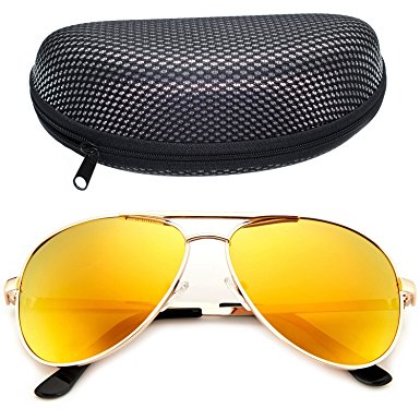 LotFancy Polarized Aviator Sunglasses for Men with Case, 61mm Lens, UV 400
