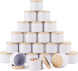 24 Pieces Candle cans,8oz Metal White Candle Jars with lid,Used for DIY Circular Metal Container kit for Candle Making,Bulk Empty Candle tins,Storage Container for Artworks and handicrafts (8oz)