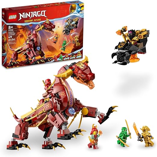 LEGO NINJAGO Heatwave Transforming Lava Dragon 71793 Building Toy Set, Features a Ninja Dragon, a Hovercraft Vehicle and 5 Minifigures, Lava Dragon Toy for Kids Ages 8  Who Love Ninja Adventures