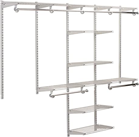 Rubbermaid Configurations Add-On Shelving and Hanging Clothes Kit, Titanium, 48", FG3H9200TITNM