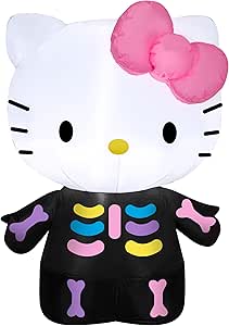 Gemmy Airblown Inflatable Hello Kitty Neon Skeleton, 3 ft Tall, Multi