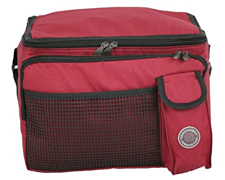 Transworld Durable Deluxe Insulated Lunch Cooler Bag (Many Colors and Size Available) (13 1/2"x10"x10", Red)