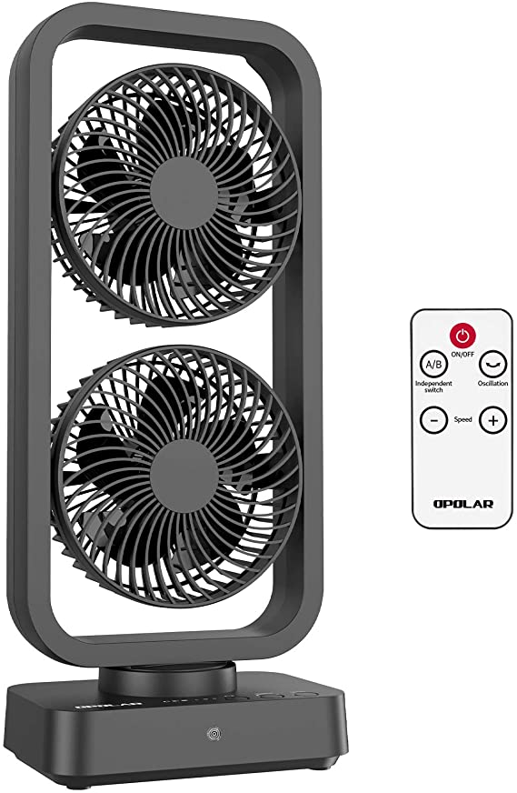 OPOLAR 10000mAh Oscillating Tower Fan with Remote, 16 inch Cordless Rechargeable Table Fan, Battery Operated Desk Fan, 3 Speeds, 350°Rotation, Fast Charging, Portable for Home Camping Outdoor