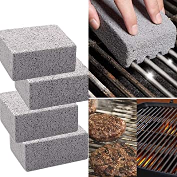 Grill Griddle Cleaning Brick Block, Ecological Grill Cleaning Brick, Magic Stone Grill Cleaner, for Flat Tops, Griddles, Grills - Natural Lava Pumice Rock (4-PCS)