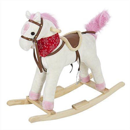 Best Choice Products Rocking Horse Plush Pink with Sound