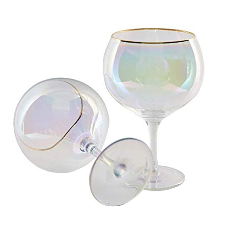 Rainbow Gin Balloon Glasses | Tinted Borosilicate Cocktail Glasses, Perfect Gin and Tonic Gift, Copa de Balon Glasses Set of 2, 25oz by Root7
