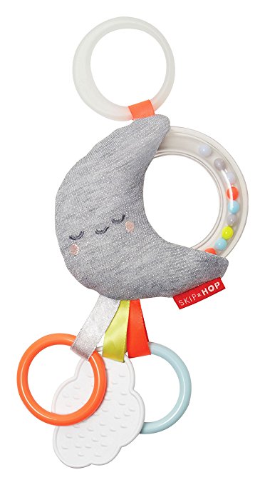 Skip Hop Silver Lining Cloud Rattle Moon Stroller Toy, Multi