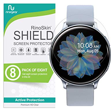 (8-Pack) RinoGear Screen Protector for Samsung Galaxy Watch Active 2 (44mm) Case Friendly Samsung Galaxy Watch Active2 (44mm) Screen Protector Accessory Full Coverage Clear Film