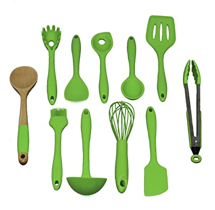 Chef Craft Premium Silicone Kitchen Tool and Utensil Set, 11 Piece, Green