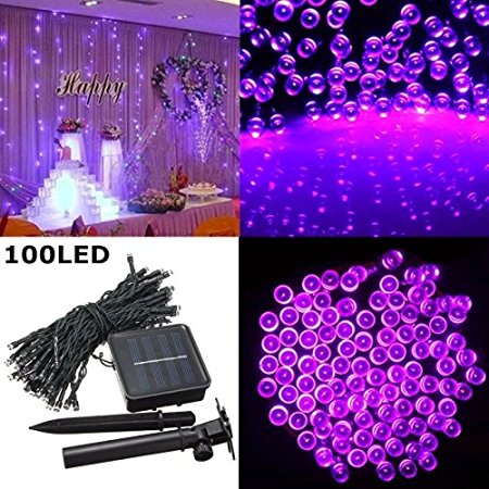 SOLMORE Solar Powered LED String Light, Ambiance Lighting, 17M 100 LED Starry Solar Fairy String Lights for Outdoor, Gardens, Homes, Christmas Party Holiday Landscape Decor Purple