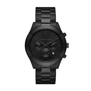 Michael Kors Mens Stainless Steel Slim Runway Black Analog Watch Mk8919, Band Color:Black