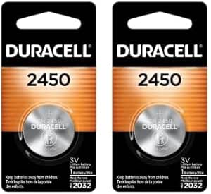 DURACELL 2450 3V Lithium Battery, 1 Count Pack, Lithium Coin Battery for Medical and Fitness Devices, Watches, and More, CR Lithium 3 Volt Cell (Pack of 2)