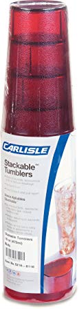 Carlisle 5216-8110 BPA Free Plastic Stackable Tumbler, 16 oz., Ruby (Pack of 6)