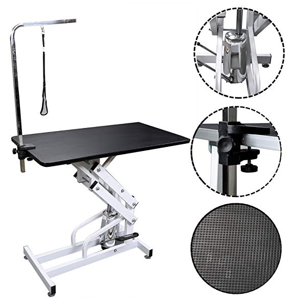 Lovupet 43'' Professional Pet Dog Z-Lift Hydraulic Grooming Table w/Arm Noose Rubber Mat 5009