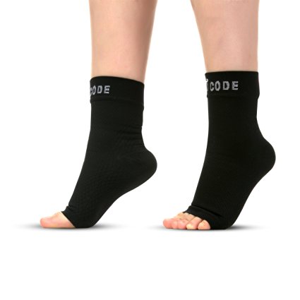 Plantar Fasciitis Premium Foot Sleeves, Compression Foot Socks for Heel, Arch Support, Pain Relief, 1 Pair, Black, Unisex, Women's Large, Men's Medium