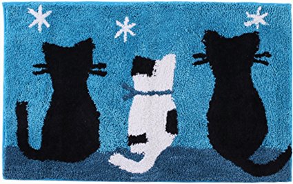 Rectangle Blue Cat Doormats 30 x 20 " Anti-skidding,Fine-feel,Water Absorption and Washable.