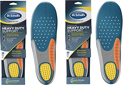 Heavy Duty Support Pain Relief Orthotics, Designed for Men Over 200lbs with Technology to Distribute Weight and Absorb Shock with Every Step (for Men's 8-14) (Pack of 2) New