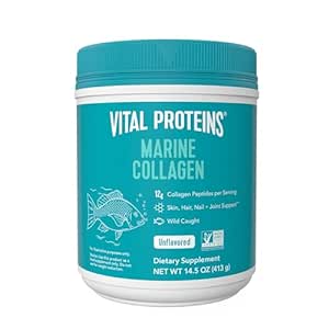 Vital Proteins Marine Collagen Peptides Powder Supplement for Skin Hair Nail Joint - Hydrolyzed Collagen - 12g per Serving - 14.5oz Canister