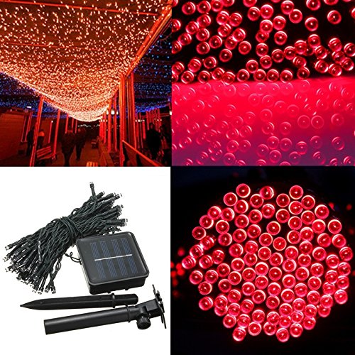 Solar String Lights,SOLMORE 55.8ft /17M 100 LED Ambiance Lighting Waterproof Solar Starry Fairy Outdoor String Lights for Wedding,Gardens,Homes,Party,Patio, Landscape,Christmas Lights Decor Red