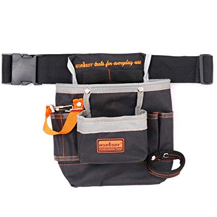 HORUSDY 8 Pockets Tool Belt,Oxford cloth Electrician Tool Pouch, Tool Bag with Poly Web Belt Pouch, with Adjustable Waist Strap