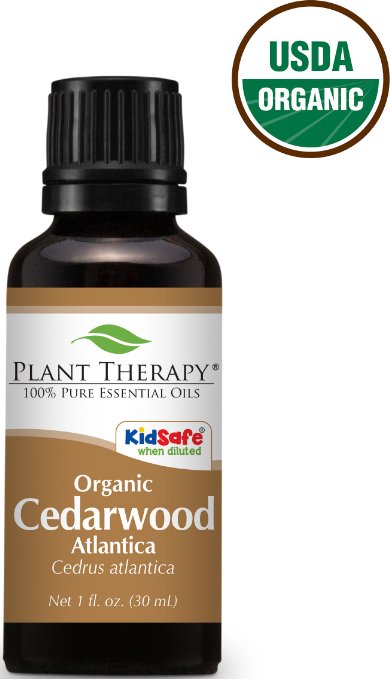 USDA Certified Organic Cedarwood Atlas Essential Oil. 30 ml (1 oz). 100% Pure, Undiluted, Therapeutic Grade.