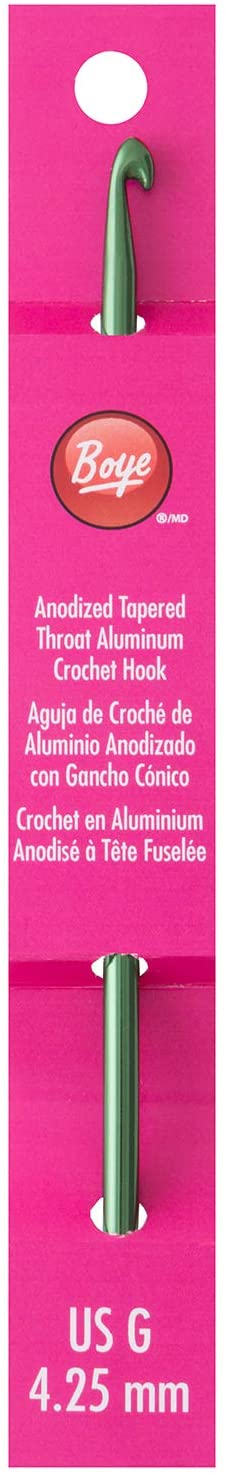 Boye 332621800GM Aluminum Crochet Hook, Size G, 4.25 mm, 6''