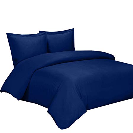 BAMBOO Duvet Cover 100% BAMBOO Viscose Comforter Cover - Duvet Cover Set with Corner Ties and Button Closer, Full/Queen size Royal Blue