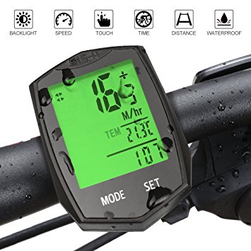 Cycle Computers, Furado Wireless Bike Computer for Tracking Riding Speed and Distance, Waterproof, Automatic Wake-up, Bicycle Computer with Large LCD Backlight and Motion Sensor, Bike Computer Odometer Speedometers (Black)