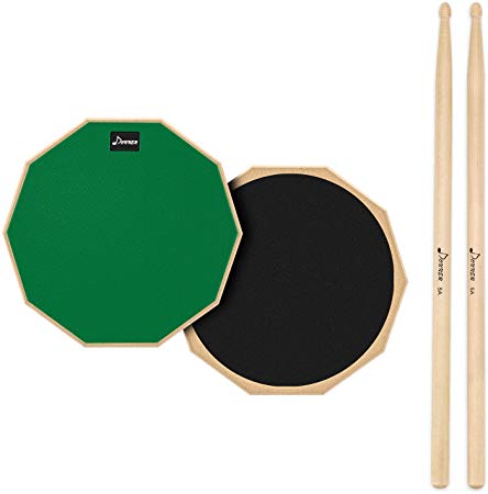Donner 8 Inches Drum Practice Pad With Drum Sticks Green
