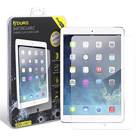 iPad Mini Tempered Glass Screen Protector - Aduro Shatterguardz Anti-Scratch, Anti-Fingerprint Coating, Ultra-Sensitive Touch Tech for Apple iPad Mini