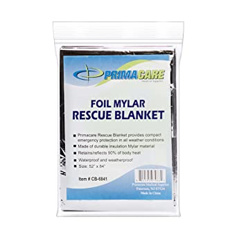 Primacare CB-6841 Emergency Foil Mylar Thermal Blanket, 82-Inch Length X 54-Inch Width