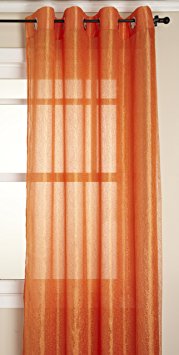 Stylemaster Cosmo Lace Grommet Panel with Crushed Satin Lining, Tangerine, 55 by 84-Inch