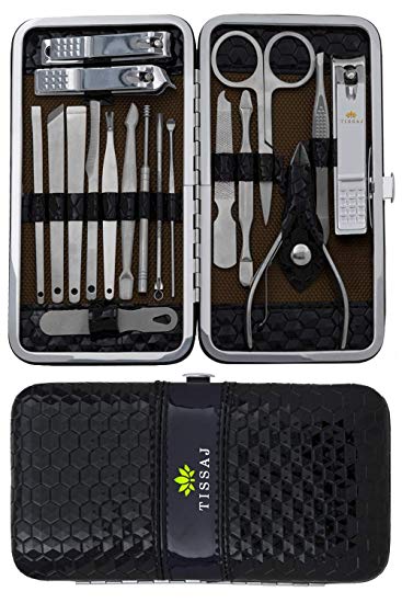 Manicure Pedicure Grooming Professional Toolkit - High Quality Stainless Steel 18 in 1 Set For Nail, Face, Hands & Feet - Compact Handy Essential Kit in Premium Carry Case for Home, Travel, Salon