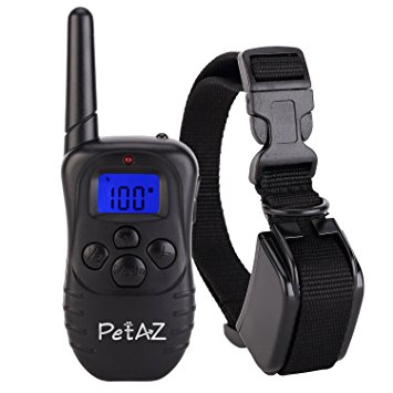 PetAZ Dog Training Collar With Remote Rechargeable & Rainproof LCD Screen 330 Yard Beep/Vibration/Shock Electric Train Collars For Small, Medium, Large Pets&Dogs(For 1 Dog)