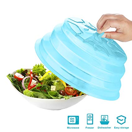 Microwave Plate Cover, SIXQU Collapsible Silicone Microwave Cover to Prevent Food Splatter with Steam Vent