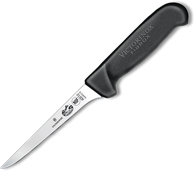 Victorinox 5" Boning Knife, Narrow Blade, Flexible, Black Fibrox Handle 5.6413.12