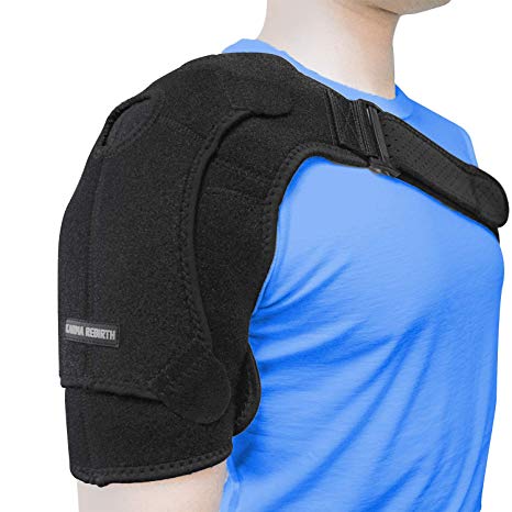 Shoulder Support Shoulder Brace for Women and Men KarmaRebirth HOT/ICE(Pack not Included) & New Upgrade Compression Shoulder Support to Relieve Dislocated AC Joint, Labrum Tear, Shoulder Pain