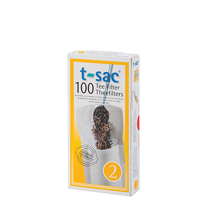 T-Sac Tea Filter Bags, Disposable Tea Infuser, Number 2-Size, 2 to 4-Cup Capacity, Set of 100