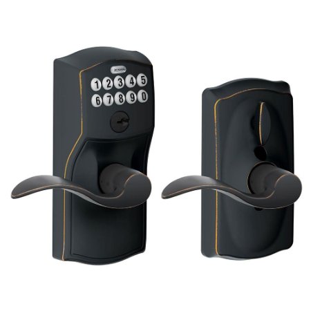 Schlage FE595 CAM 716 ACC Camelot Keypad Entry with Flex-Lock and Accent Levers Aged Bronze