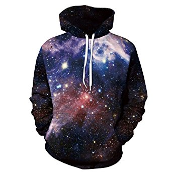 SAYM Unisex Simulation Printing Galaxy Pocket Hooded Sweatshirt